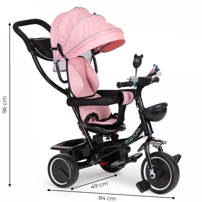 Tricicleta Ecotoys Roz cu Sezut Rotiv | 12 Luni+ - imagine 5