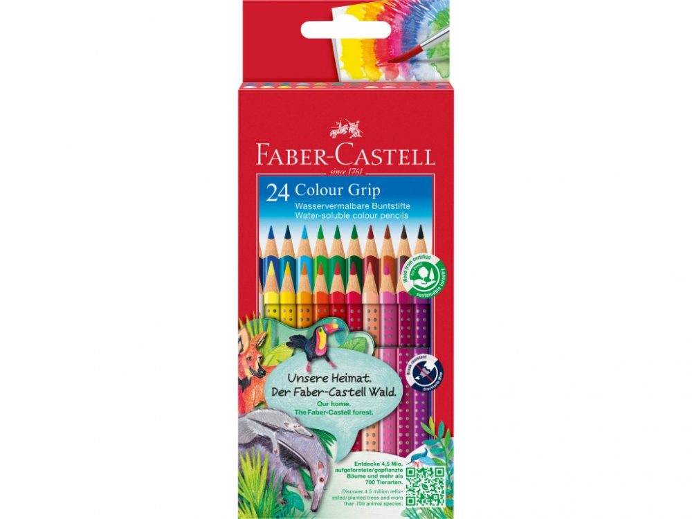 Set Creioane Acuarelă Faber-Castell Grip 2001, 24 Culo
