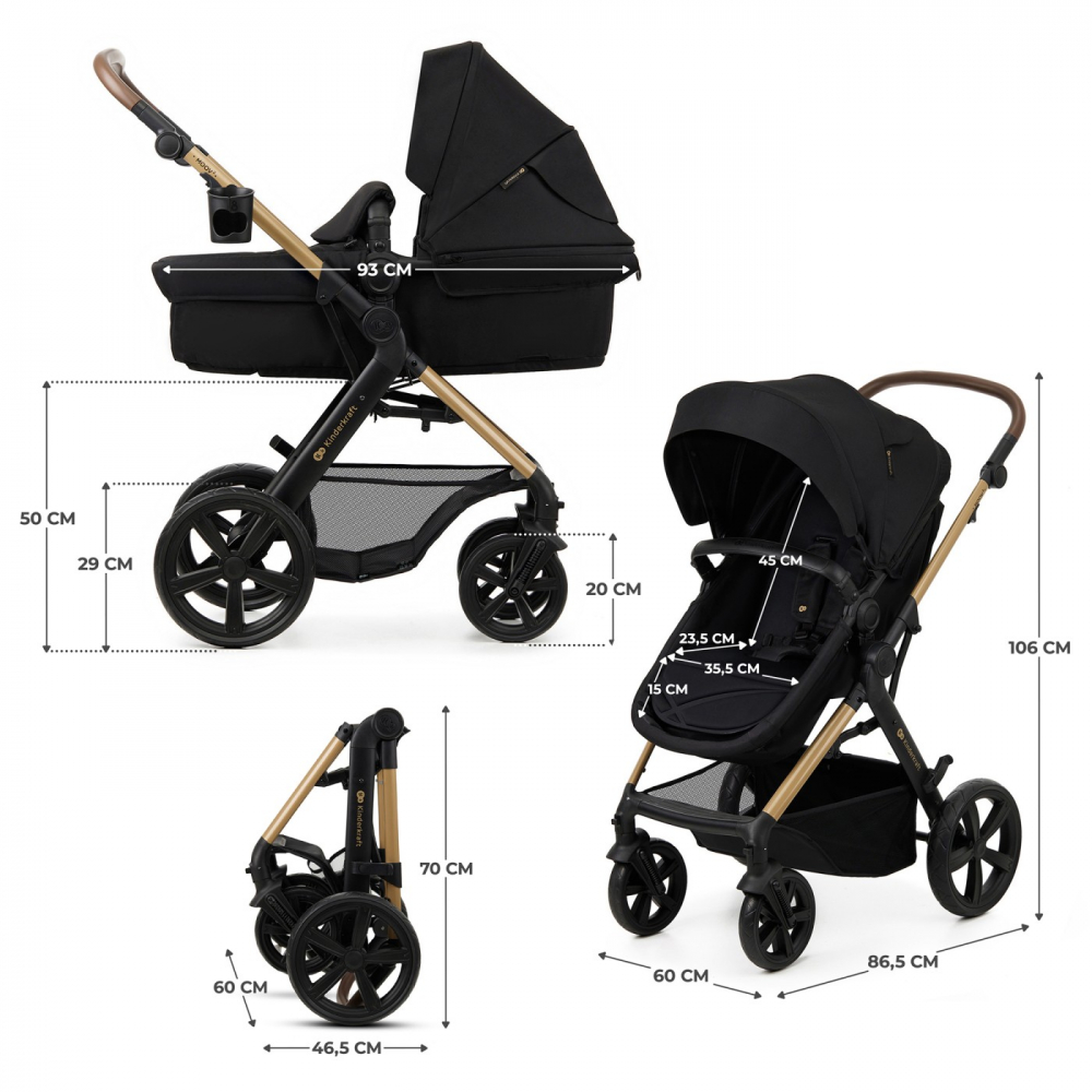 Carucior 3 in 1 Kinderkraft Moov 2 Black - imagine 8