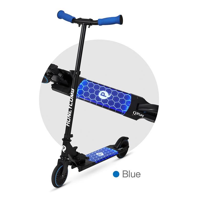 Trotineta QPlay Honeycomb LED Albastru - Pliabilă