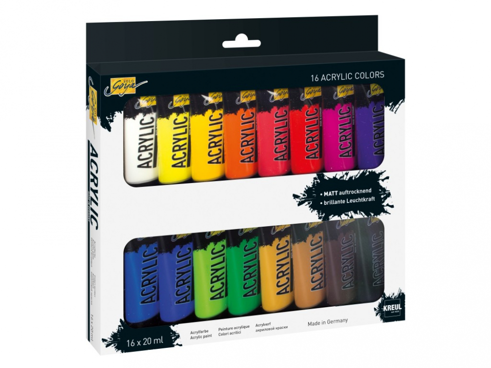 Set Vopsea Acrilică Kreul Solo Goya, 16 x 20 ml