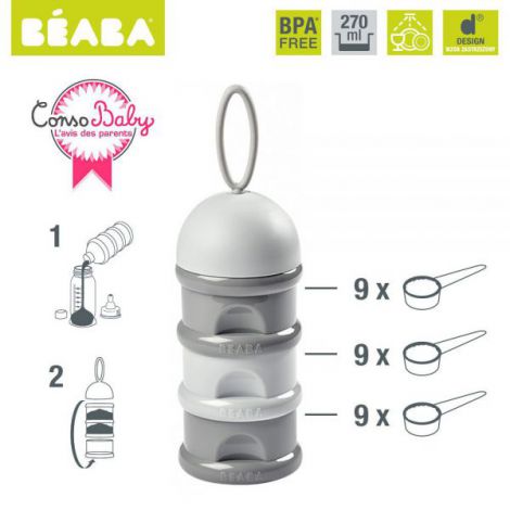 Beaba Recipient Lapte Praf Gri, 3 Compartimente - imagine 4