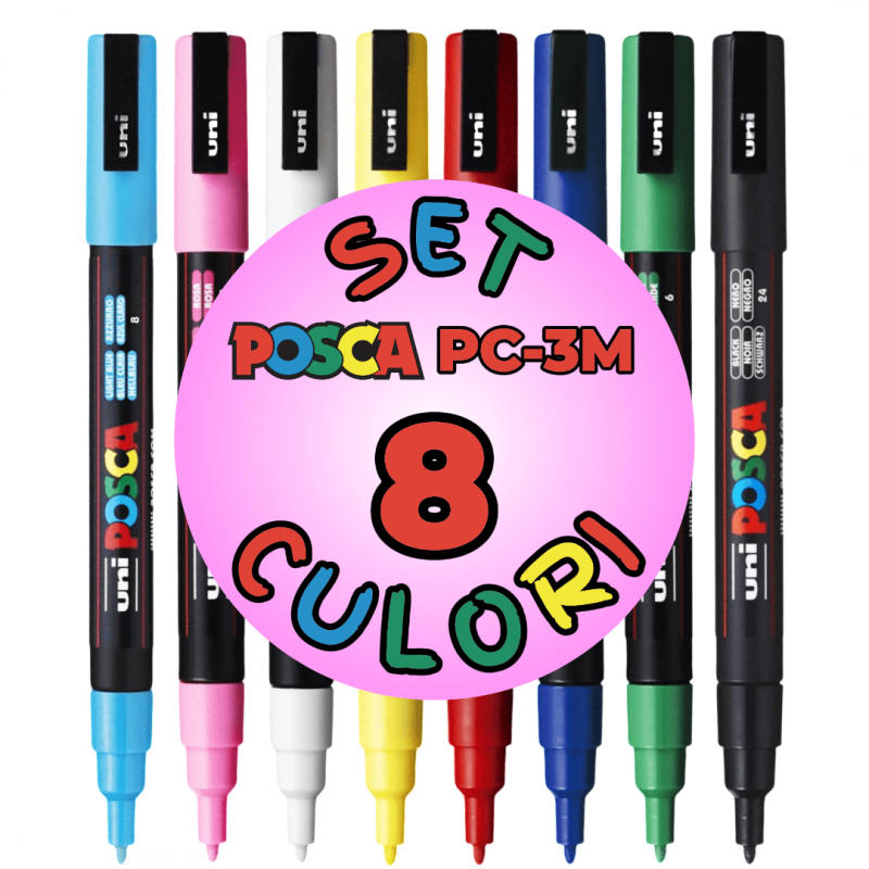 Set 8 Markere Posca PC-3M Vârf Fin
