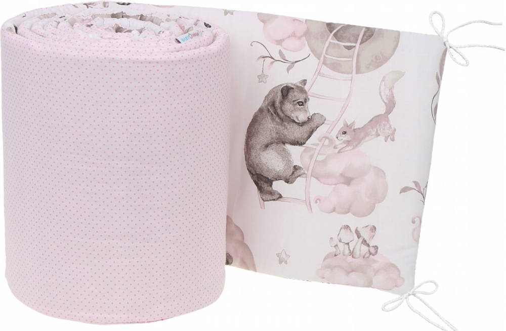 Aparatoare Patut BabyMam Sleepy Bears Pink, 180x30 cm - imagine 3
