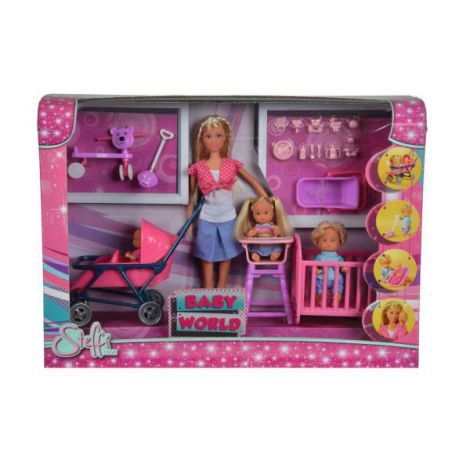 Set Păpușă Steffi Love cu 3 Bebeluși Simba