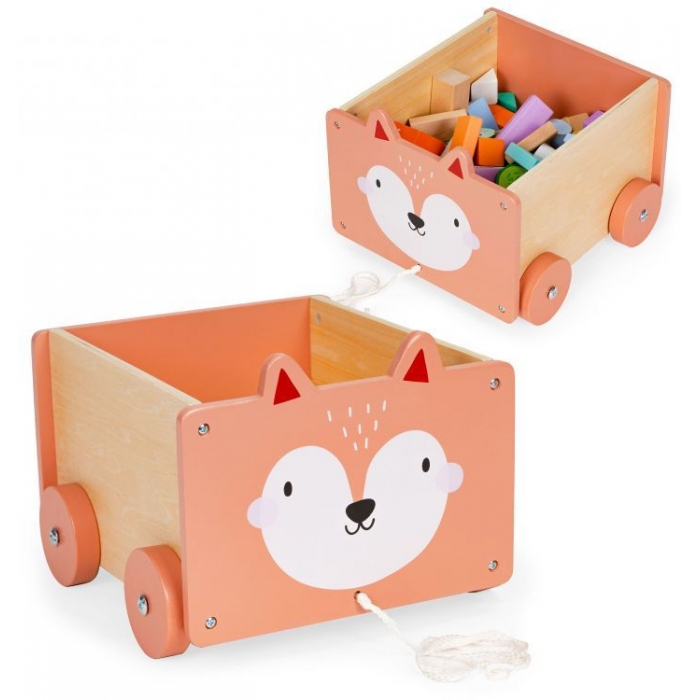 Carucior Lemn Depozitare Jucării Ecotoys - imagine 3