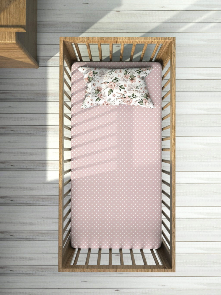 Cearceaf BabyMam 100% Bumbac Pinkdots - 140x70cm - imagine 3