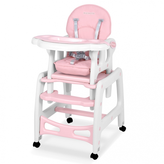 Scaun de masă 5 în 1 Ricokids Sinco Roz - imagine 6