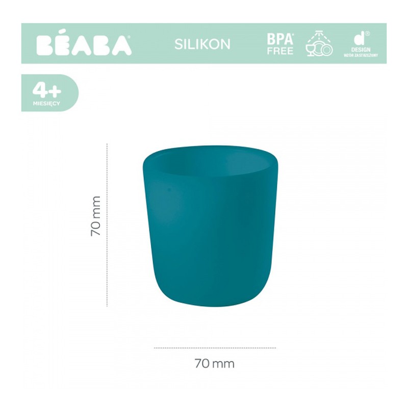 Pahar Silicon Albastru Beaba cu Ventuza | Antialunecare - imagine 2