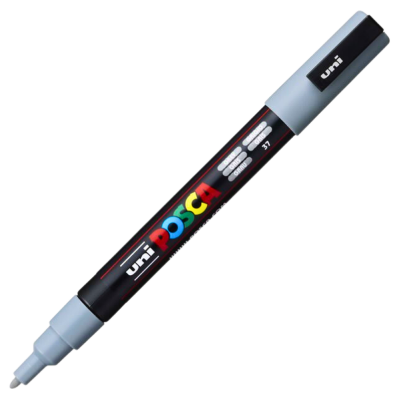 Marker Posca PC-3M Gri, Vârf Fin 0.9-1.3mm