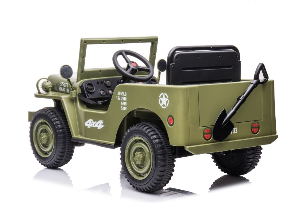 Masinuta Electrica 4x4 Leantoys Olive Green - imagine 5