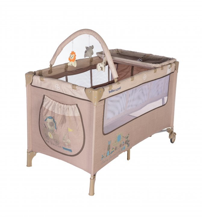 Pătuț Bebe Royal Crem Pliabil, 2 Nivele, 120x60 cm - imagine 4