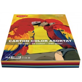 Carton A4 Color Daco, 10 Culori, 50 Coli