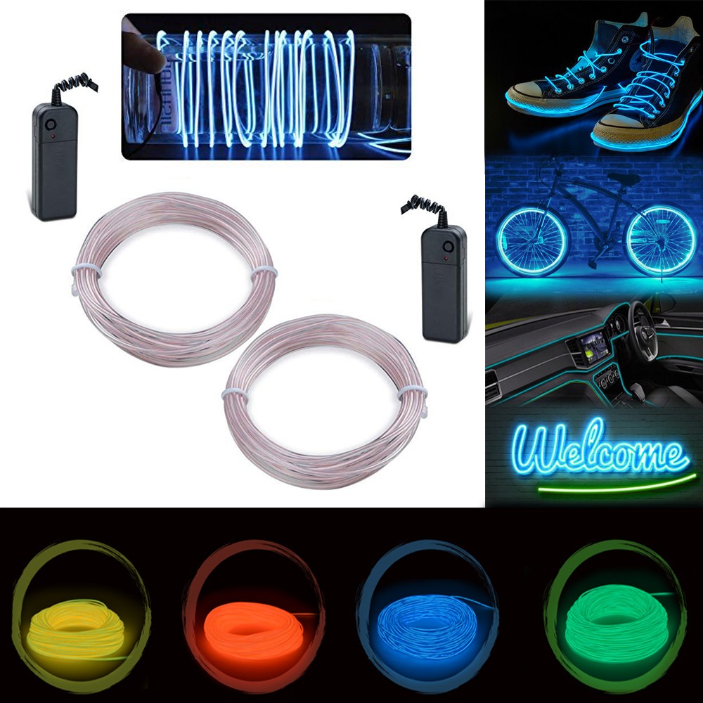 Procart Kit Luminos Roti Bicicleta 4m EL Wire Alb - imagine 2