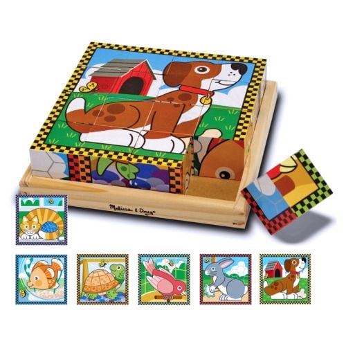 Puzzle Lemn Cuburi Animale Melissa & Doug