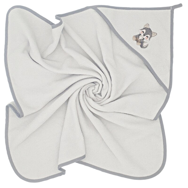 Prosop Qmini cu glugă, bumbac, 80x80cm, Grey