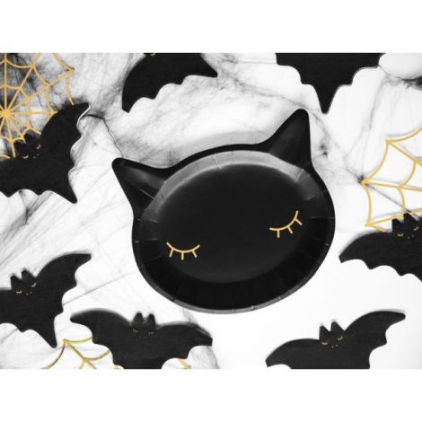 Farfurii Halloween Pisica Neagra | Party deco 6 buc - imagine 2