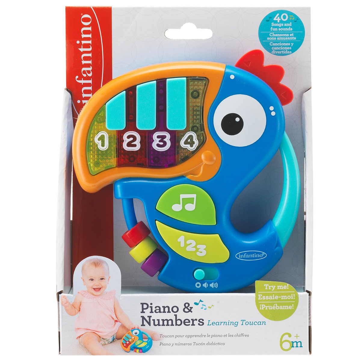 Jucarie Infantino Toucan Piano Educativ pentru Bebelusi