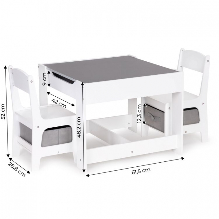 Set Masa si 2 Scaune Ecotoys cu Depozitare - imagine 6