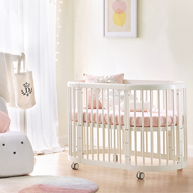 Patut 9 in 1 BebeSleep din lemn alb - Evolutiv - imagine 3