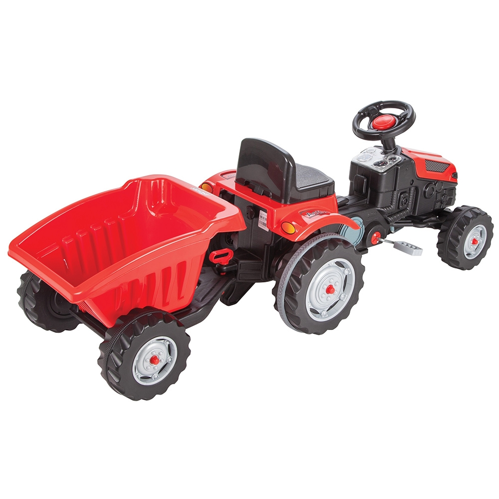 Tractor Pilsan cu pedale și remorcă pentru copii
