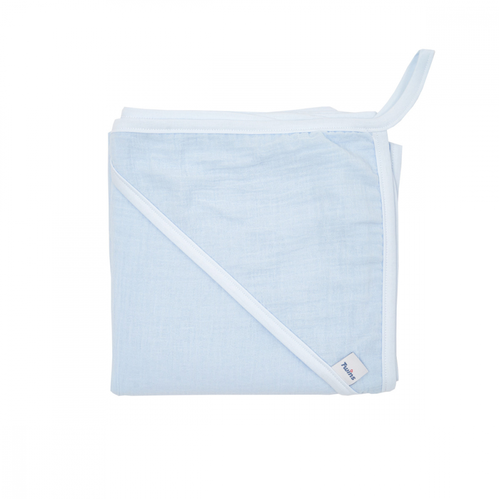 Prosop Muselina Twins Absorbant, 100x100 cm, Albastru