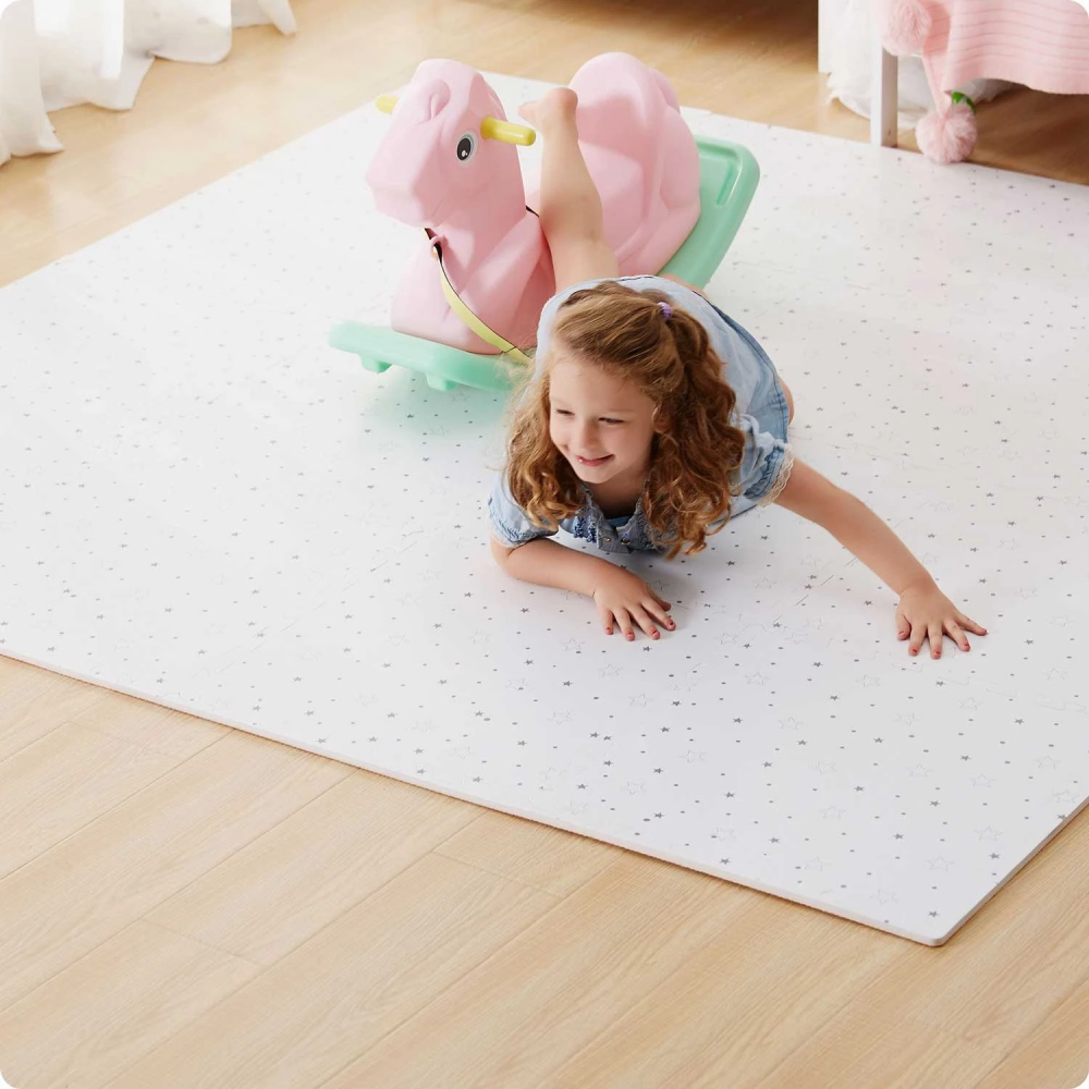 Covoras puzzle Ricokids Stelute Gri 150x150 cm - imagine 6