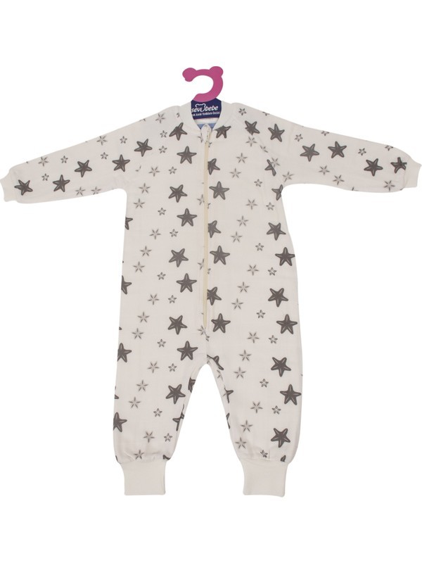Sac dormit bumbac organic Sevibebe Grey Star, 70 cm