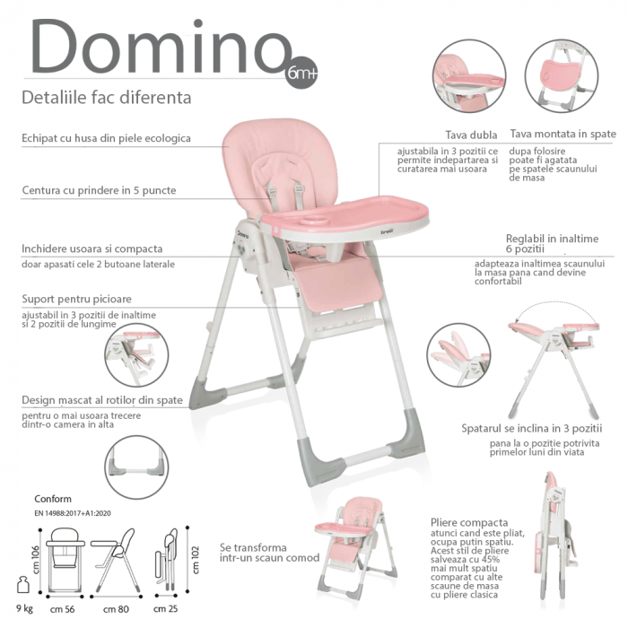 Scaun de masă Brevi Domino 671, Reglabil - imagine 3