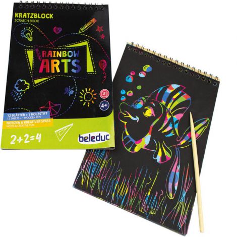 Carnet Scratch Art Beleduc, 12 Coli, Desene prin Razuire