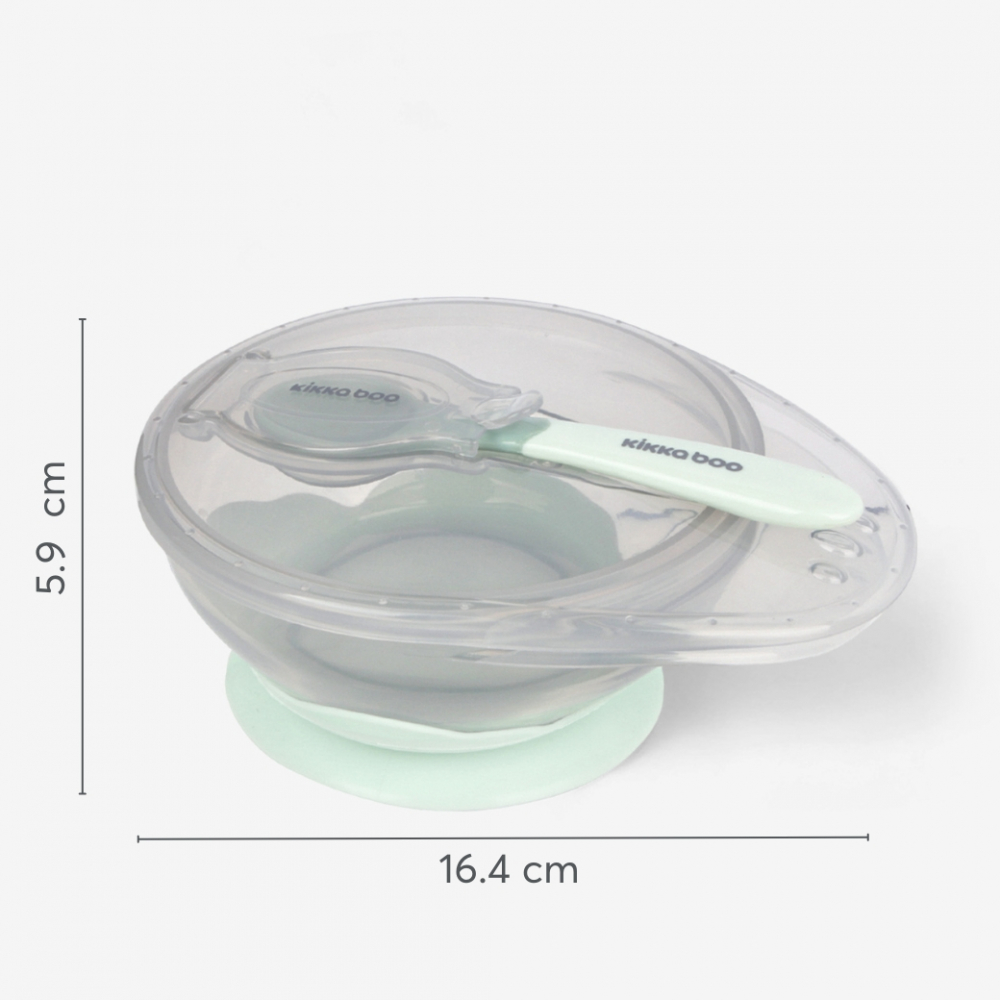 Set castron cu ventuza KikkaBoo Mint, 250ml - imagine 5