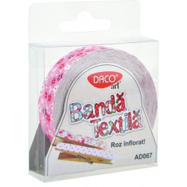 Banda Textilă Roz Inflorat Daco | 3m