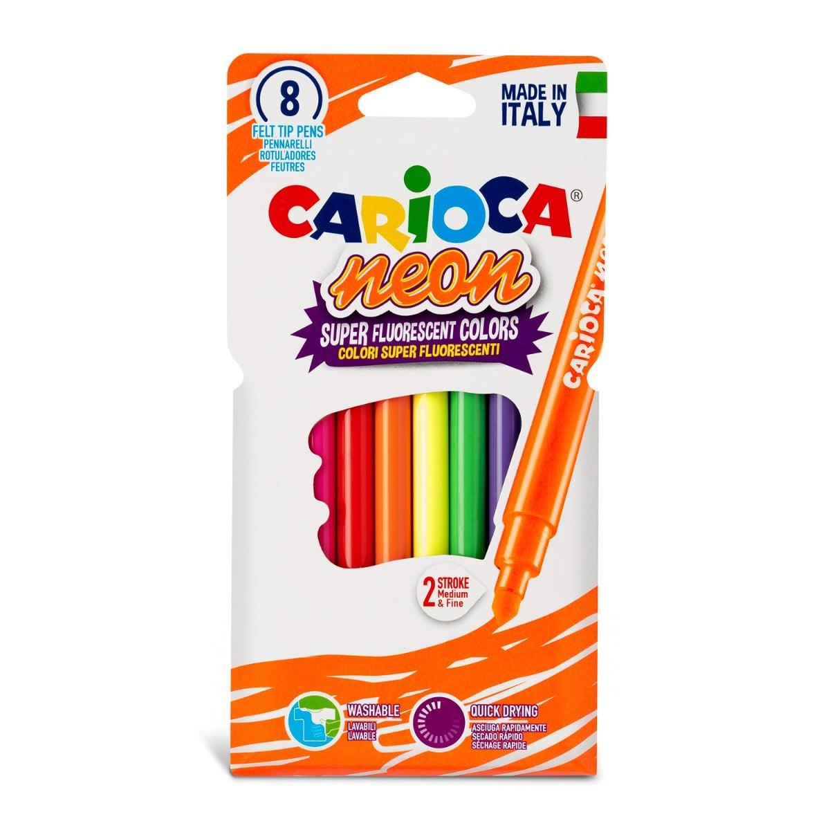 Set 8 Carioci Lavabile Neon Carioca