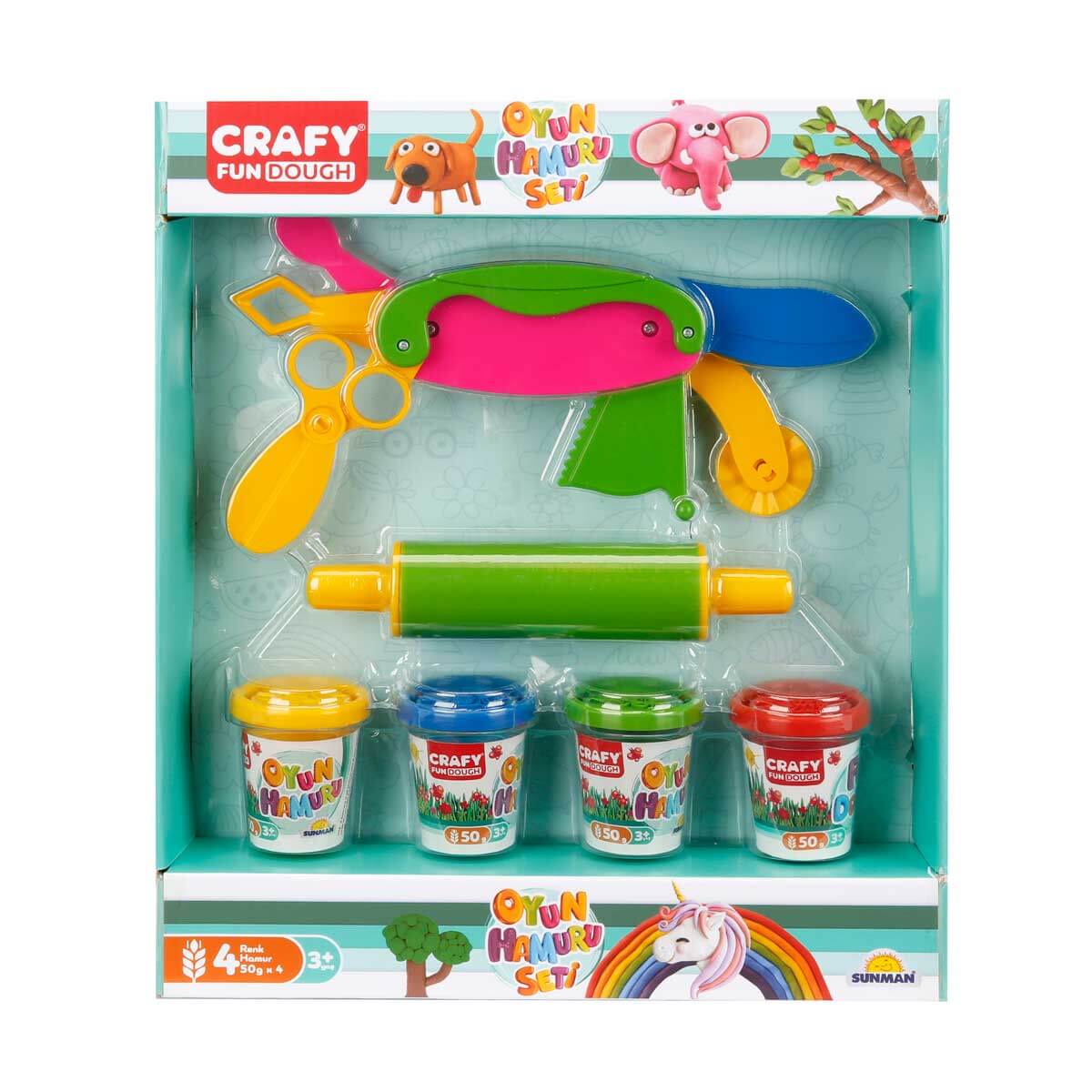 Set Plastilină Crafy 200g, 4 Culori + Accesorii