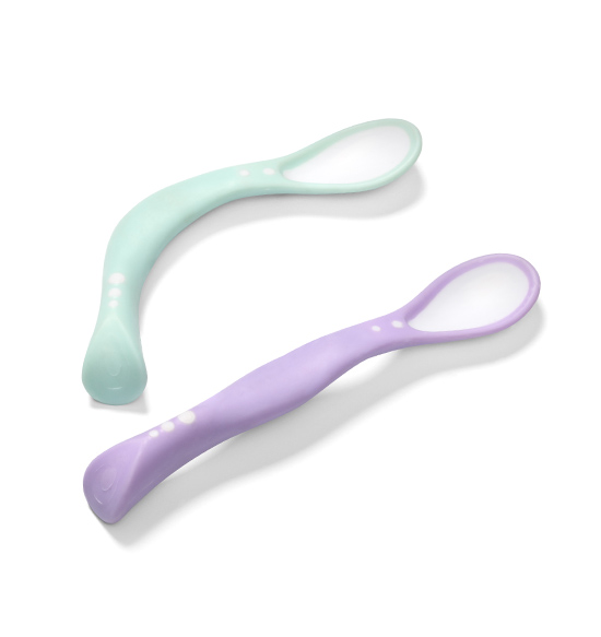 Set 2 lingurite flexibile Babyono, Turcoaz/Mov