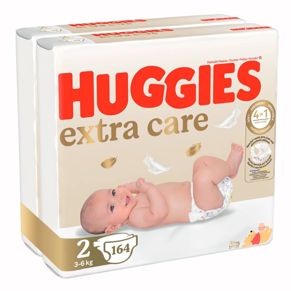 Scutece Huggies Extra Care Mega, 164 buc, 3-6 kg