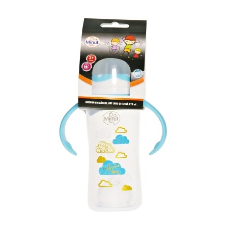 Biberon Minut Baby 270ml cu Manere Turcoaz