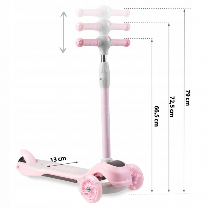 Trotineta Ricokids Piko Roz cu LED, ghidon reglabila - imagine 5