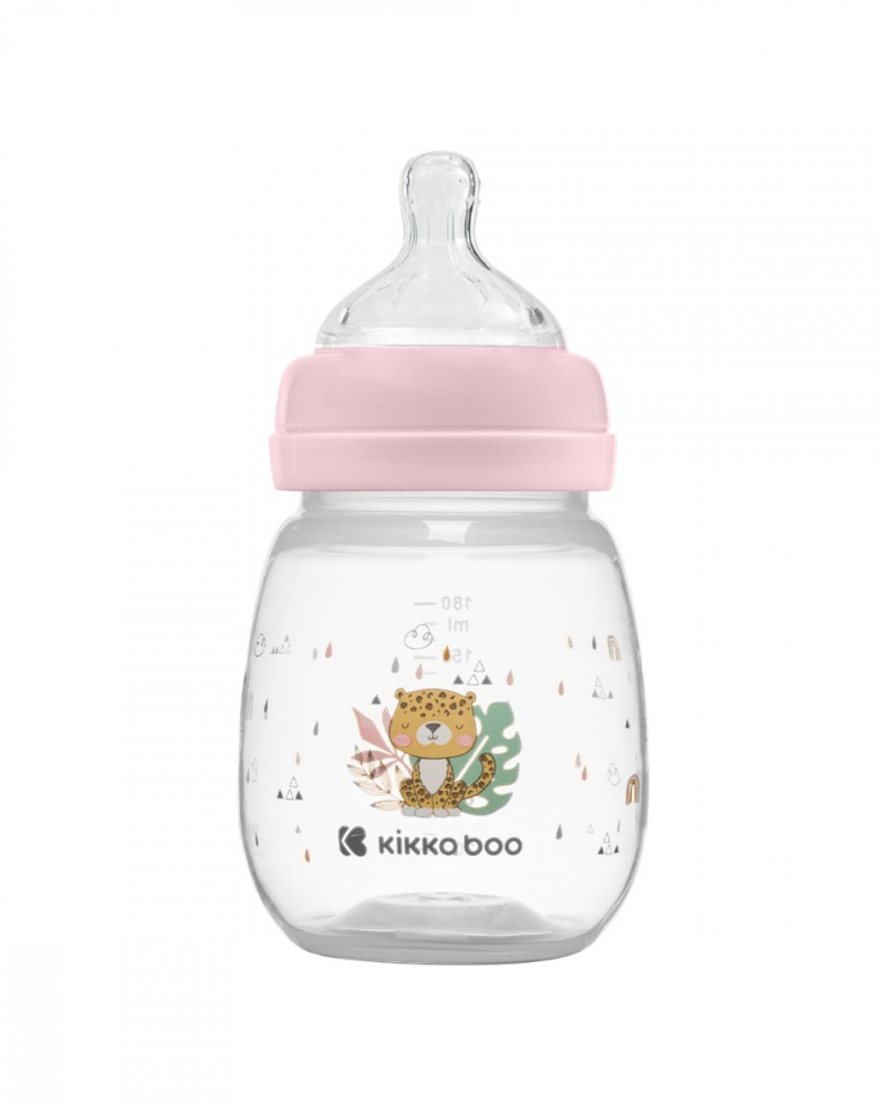 Biberon Kikkaboo Savanna 180ml Anti-Colici, Roz - imagine 2