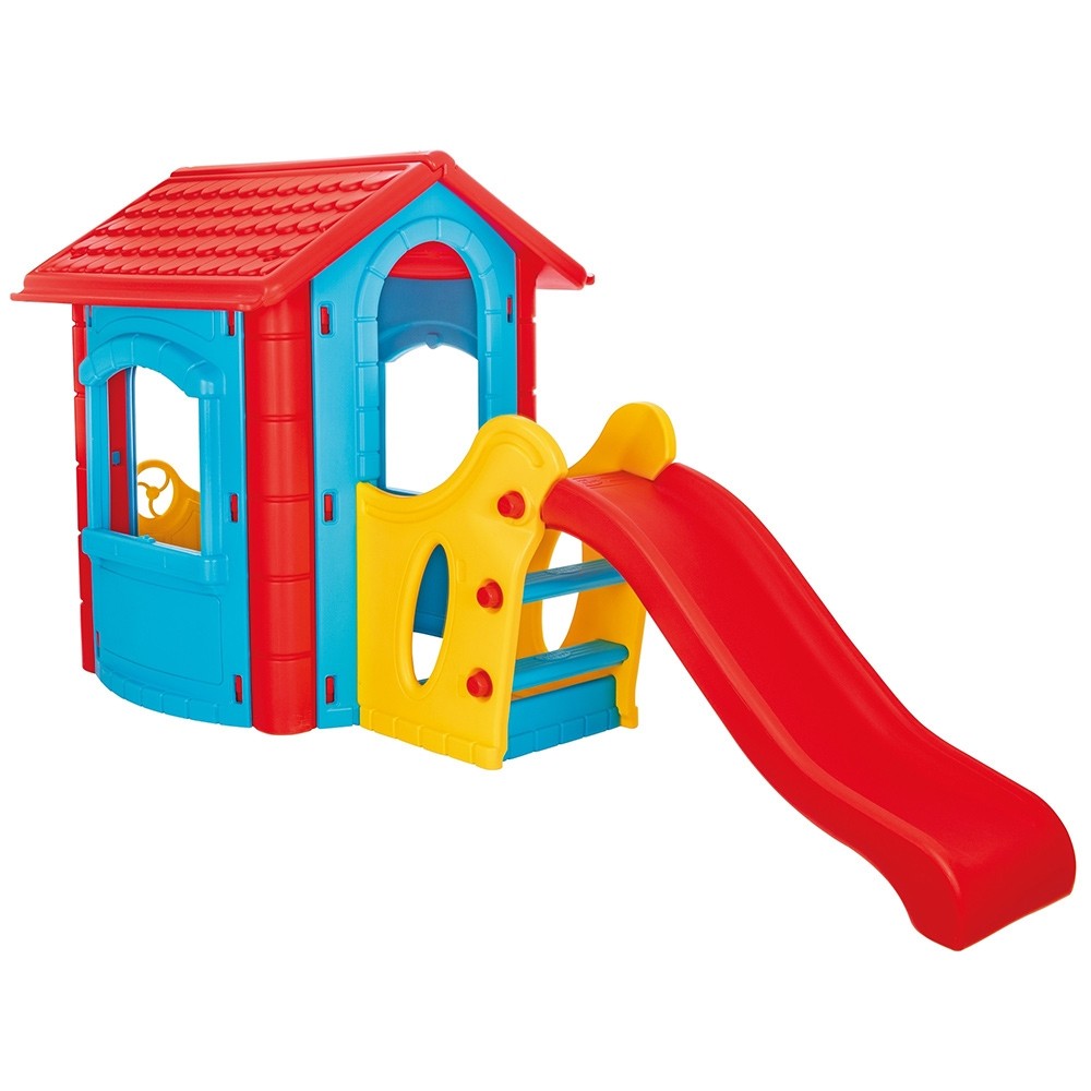 Casuta Pilsan Happy House cu Tobogan Albastru - imagine 4