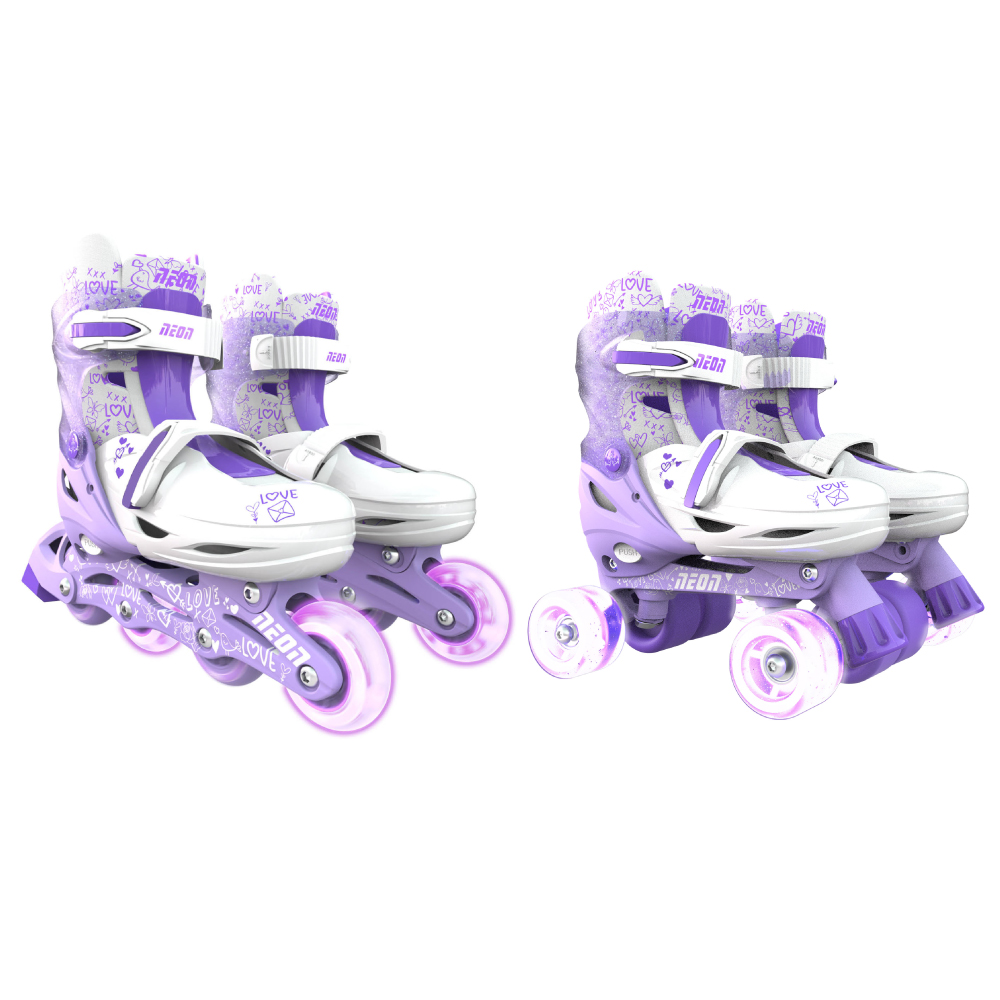 Role 2 in 1 Neon Combo Skates Purple 34-37