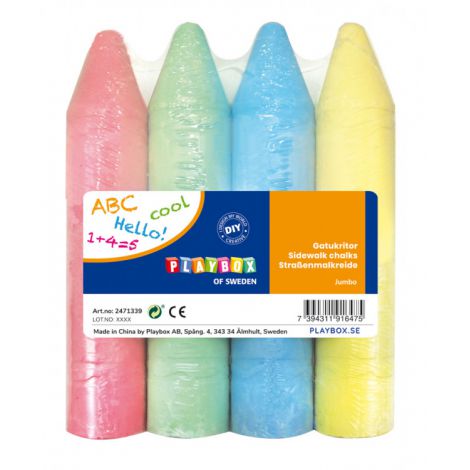 Set Creta Jumbo Playbox pentru Asfalt | 4 Bucăți Colorate