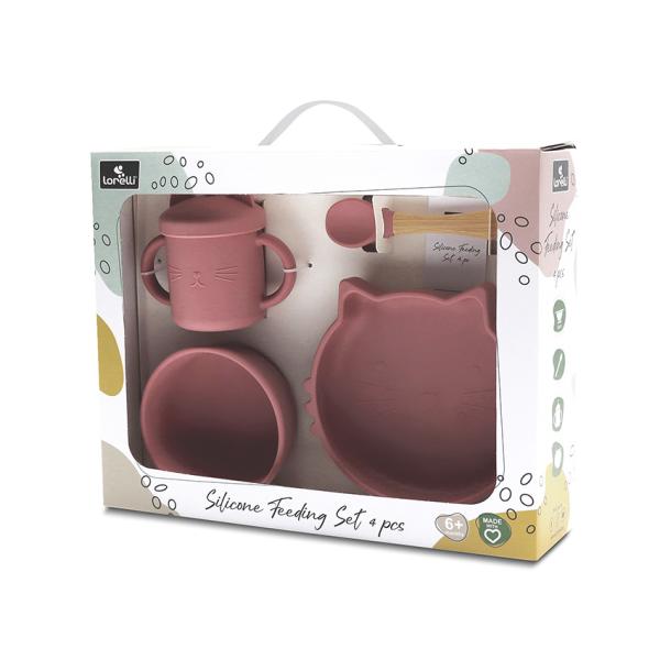 Lorelli Set hranire silicon 4 piese 6 luni+ Pink - imagine 2