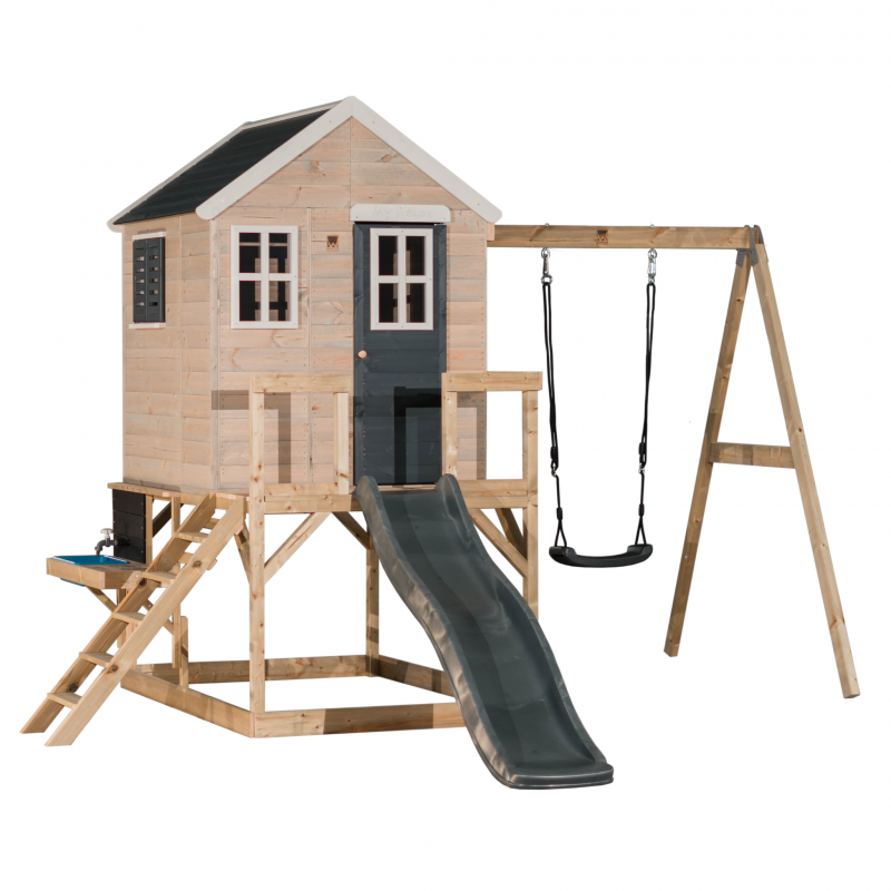 Casuta Gradina Grey Lodge cu Tobogan Wendi Toys - imagine 3
