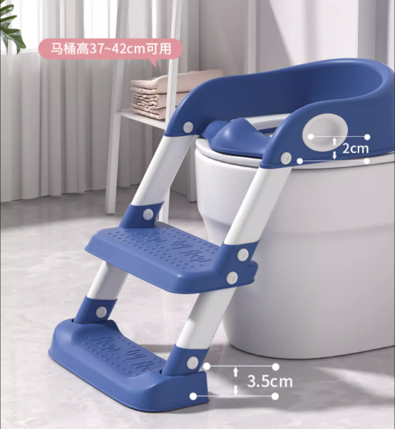 Reductor Toaletă Little Mom cu Scară și Mâner Albastru - imagine 5