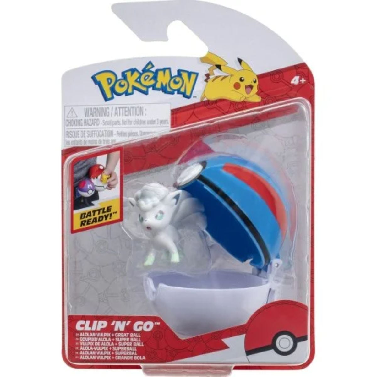 Figurina Pokemon Alolan Vulpix in Great Ball Clip N Go