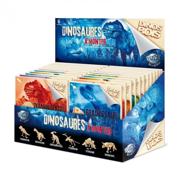 Dinozaur din lemn Buki | Puzzle 3D educativ
