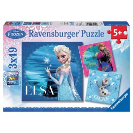 Puzzle Frozen Elsa, Anna și Olaf 3x49 piese Ravensburger