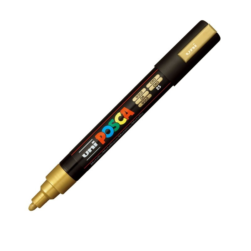 Marker Posca PC-5M Auriu, Vârf Mediu 1.8-2.5mm