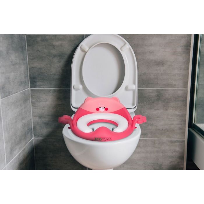 Reductor Toaletă Ecotoys Roz cu Manere - imagine 2